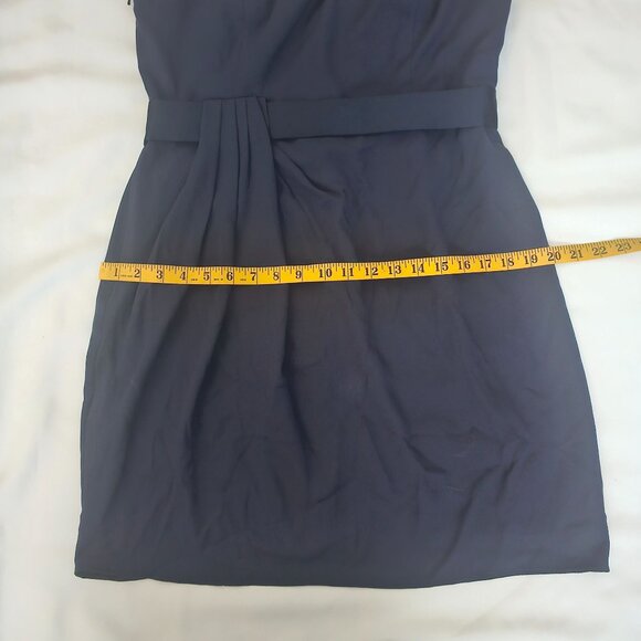 WHITE by Vera Wang Midnight Pleated Waist Tie One Shoulder Cocktail Dress Sz 12 - Picture 11 of 16